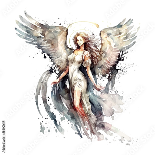 Fototapeta Naklejka Na Ścianę i Meble -  Beautiful angel with wings in brown background vector