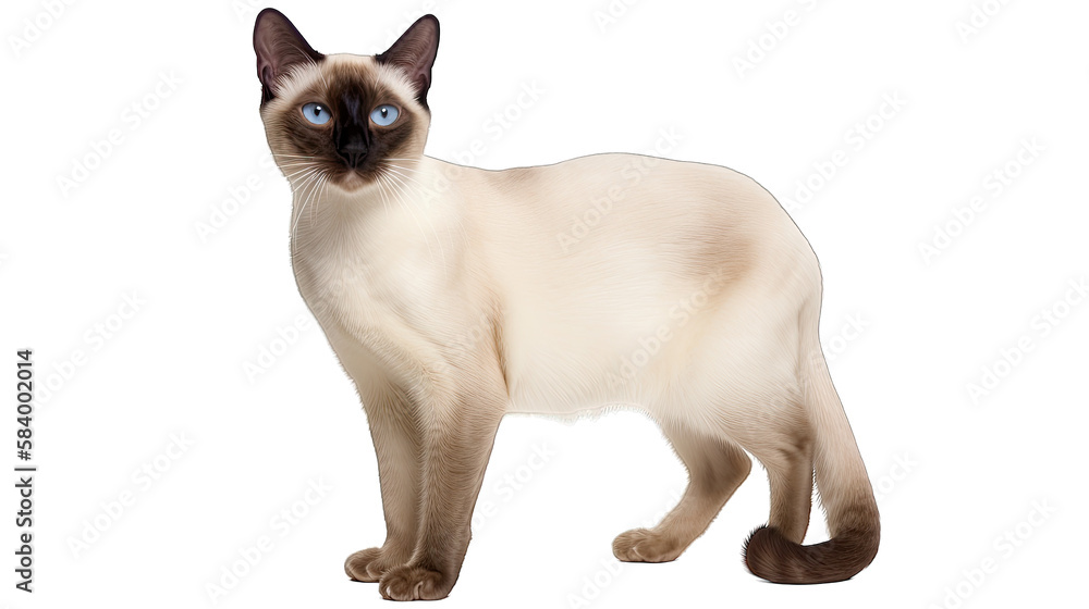 Siamese cat isolated on white transparent background png. Generative AI Siamese cat isolated on white transparent background png. Generative AI