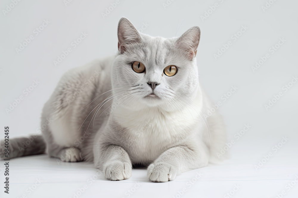 Aegean Cat On White Background. Generative AI