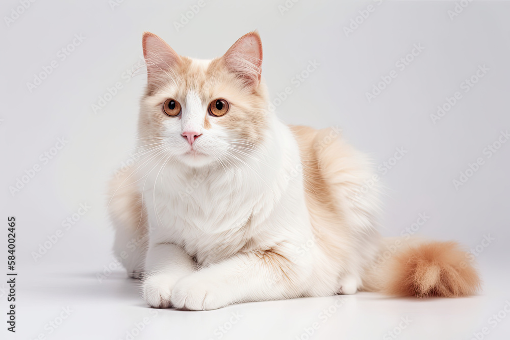 American Curl Cat On White Background. Generative AI
