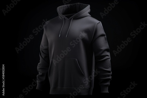  a black hoodie on a black background with a black background. generative ai