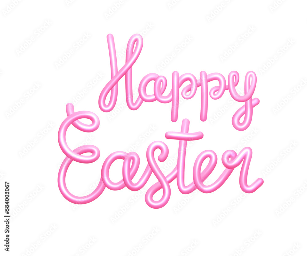 Happy Easter Pink 3D Text. Happy Easter colorful 3d paint lettering. Realistic Vector illustration EPS10 Happy Easter Pink 3D Text. Happy Easter colorful 3d paint lettering. Realistic Vector illustration EPS10