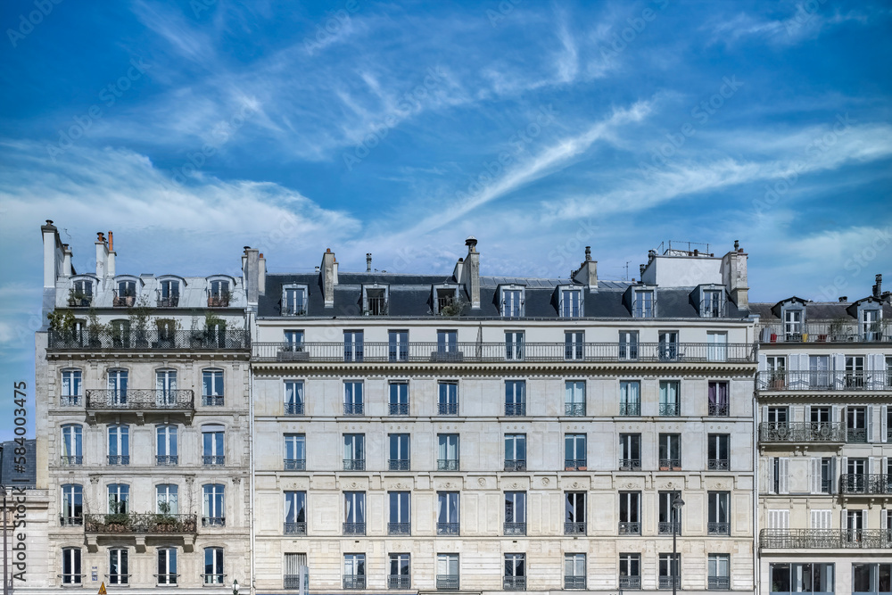 Paris, ancient buildings, typical parisian facades