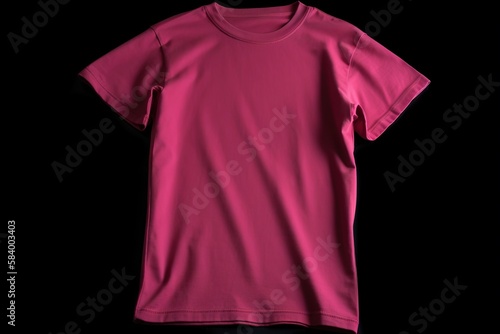  a pink t - shirt is hanging on a black background. generative ai