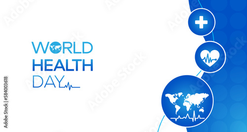 World health day 2023, concept world map, celebrated every year on 7th April. Banner Vector illustration design