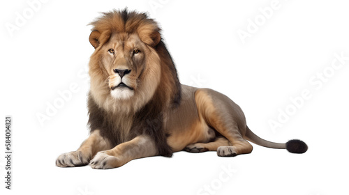 Lion isolated on white transparent background png. Generative AI