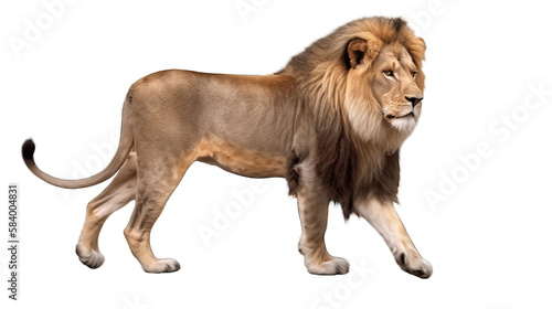Lion isolated on white transparent background png. Generative AI