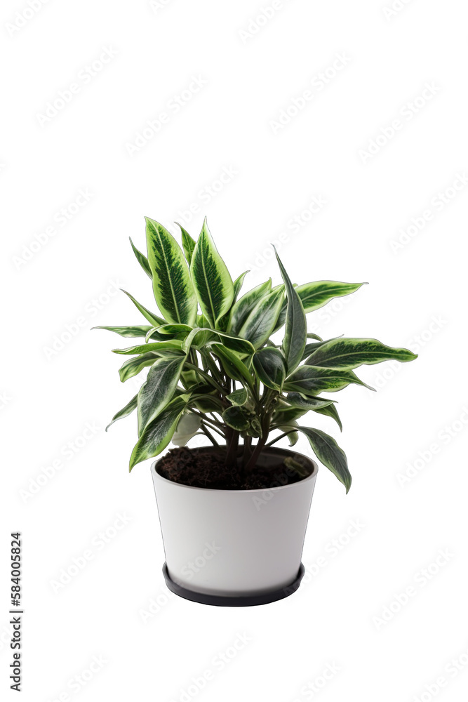Fototapeta premium House plant in a pot isolated on white transparent background png. Generative AI 