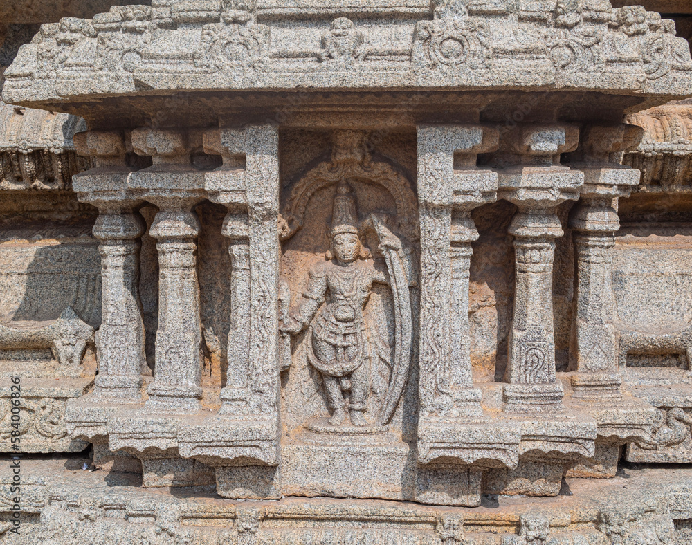 Carving of a Hindu God in the ruins of Hampi
