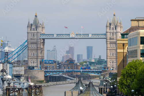 Print op canvas The beautiful Tower bridge of London on a cloudy day