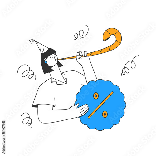 Young woman is excited about start of sale