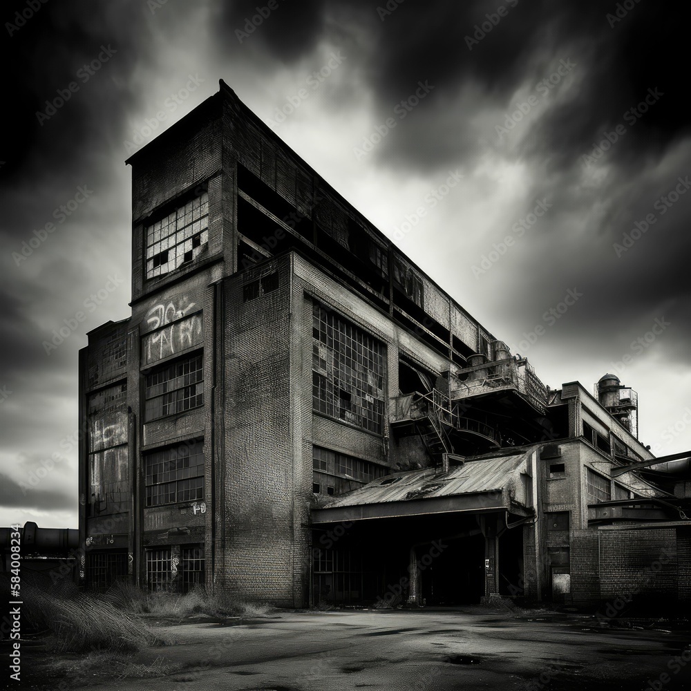 old abandoned factory, generative AI