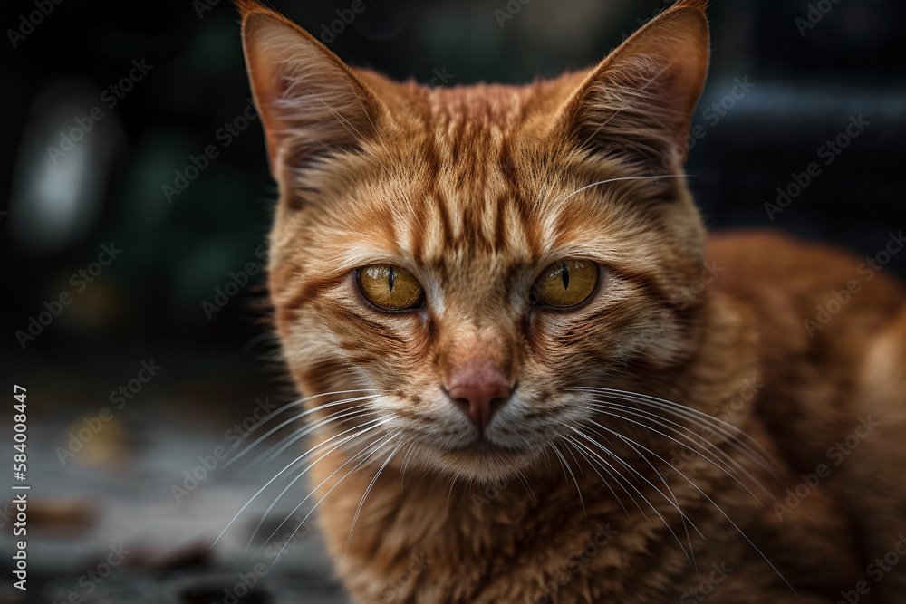 orange cat with blurry background