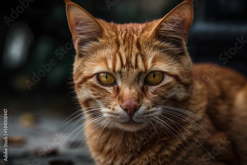 orange cat with blurry background