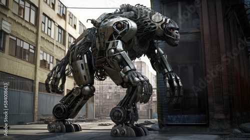 high detail metal robotic gorilla, generative AI