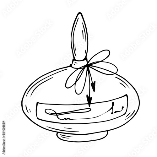 Linear sketch of vintage perfume bottles.Vector graphics.