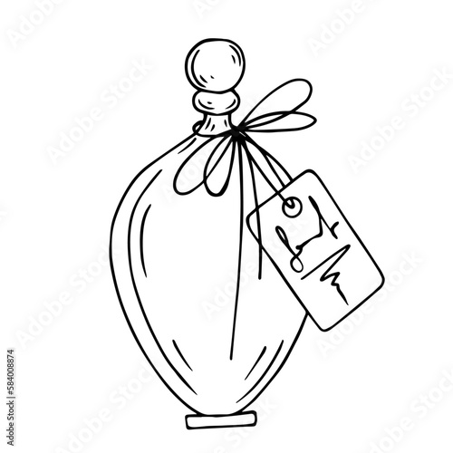 Linear sketch of vintage perfume bottles.Vector graphics.