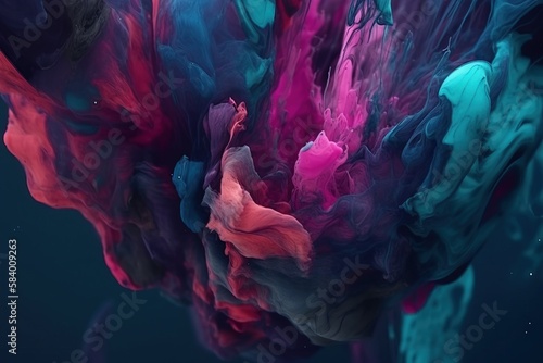  an abstract painting of blue, pink, and purple colors.  generative ai