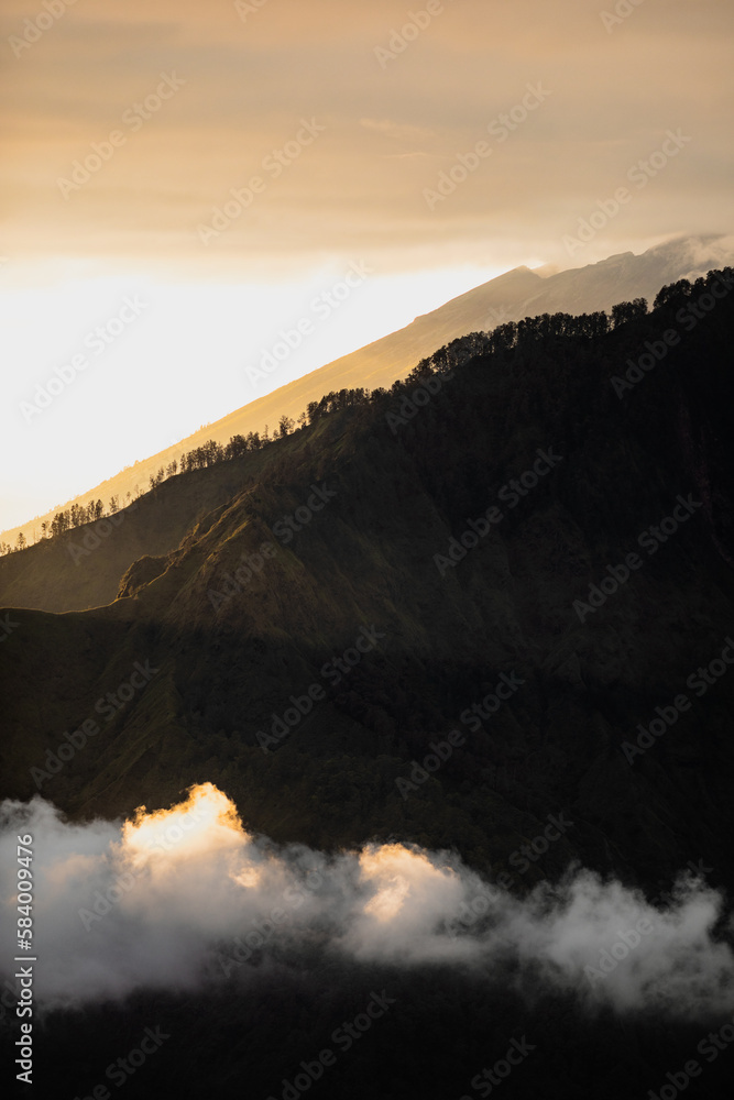 sunrise over mount batur in bali, indonesia, travel, hiking, 