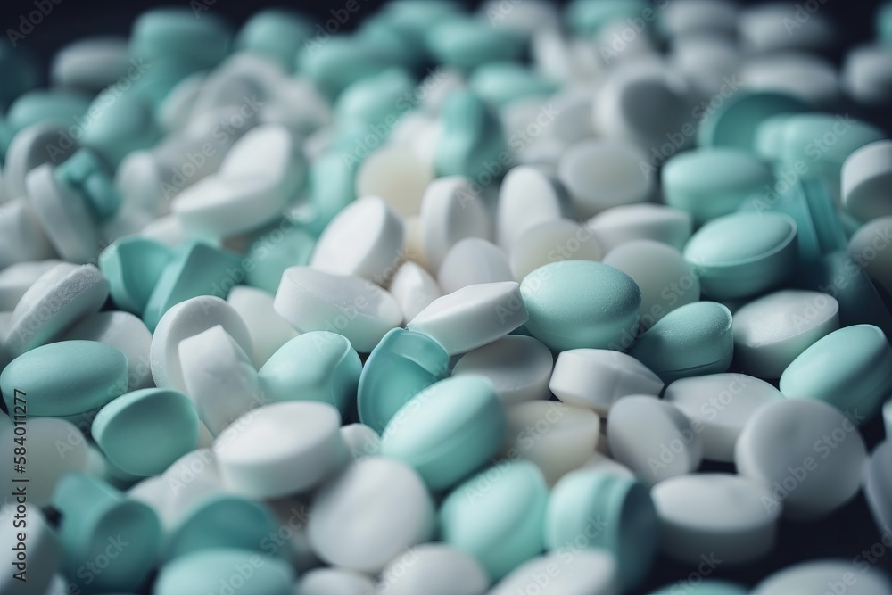 a close up of a bunch of pills on a table. generative ai a close up of a bunch of pills on a table. generative ai