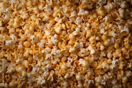  a close up of a bowl of popcorn with kernels.  generative ai