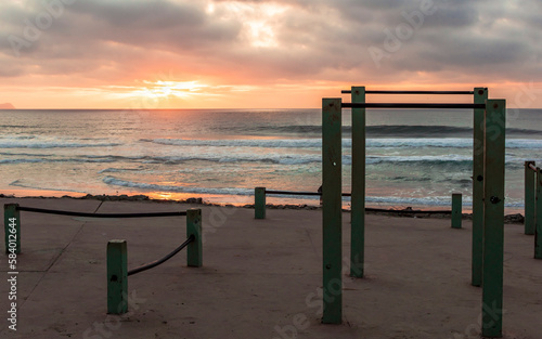 Area with bars to exercise in front of the Tijuana beach next.