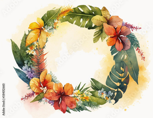 Watercolor tropical floral ...