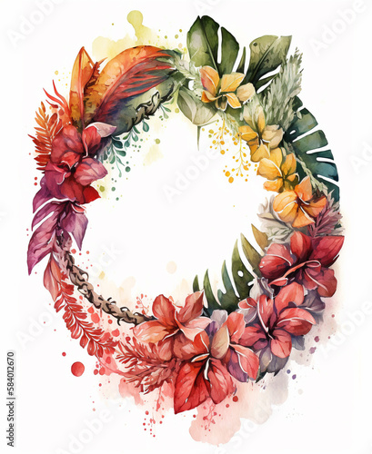 Watercolor tropical floral ...
