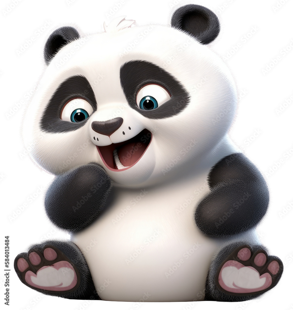 Happy baby panda in cartoon style. Generative AI Happy baby panda in cartoon style. Generative AI