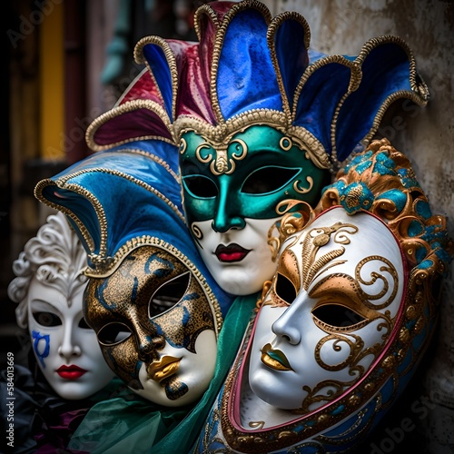 Carnival Venetian mask. Carnival in Italy. AI generated