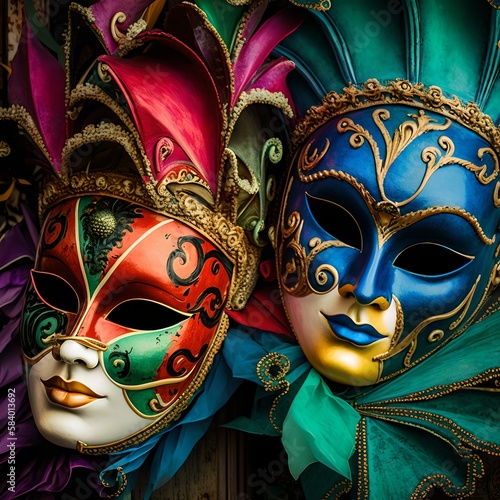 Carnival Venetian mask. Carnival in Italy. AI generated