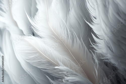 Closeup of a White Feather Background  Generative AI 