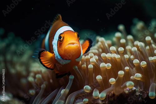 nemo clownfish in sea with coral colorful 