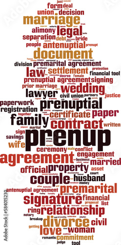 Prenup word cloud concept. Collage made of words about prenup. Vector illustration