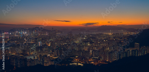 sunset over the city of Hong Kong