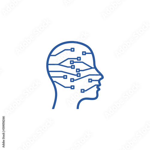 Ai head, artificial, artificial intelligence icon isolated on transparent background