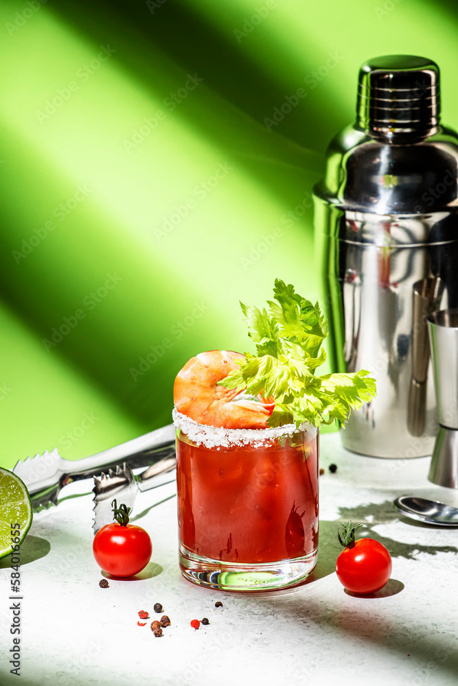 Bloody Caesar alcoholic cocktail drink, version of Bloody Mary with