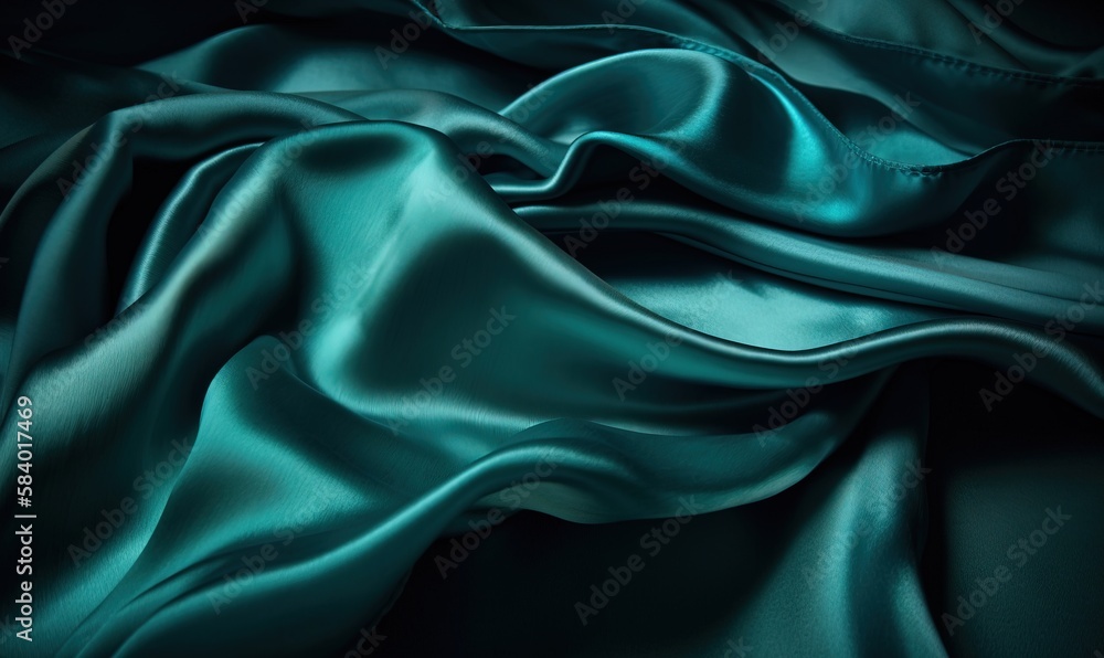  a close up of a green satin fabric with a very soft feel.  generative ai