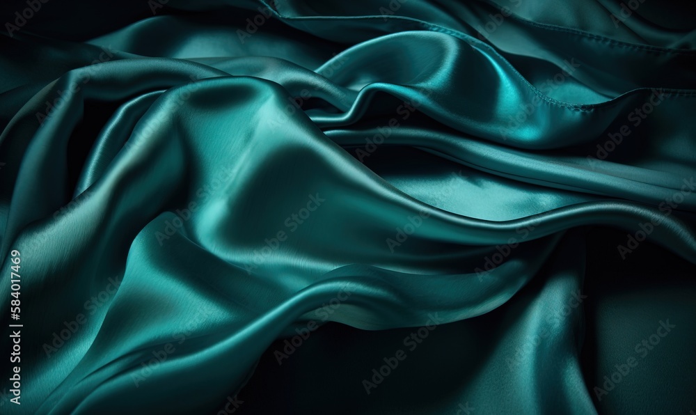 a close up of a green satin fabric with a very soft feel. generative ai a close up of a green satin fabric with a very soft feel. generative ai