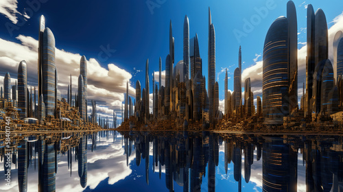 An alien city on another world. AI generated. 
