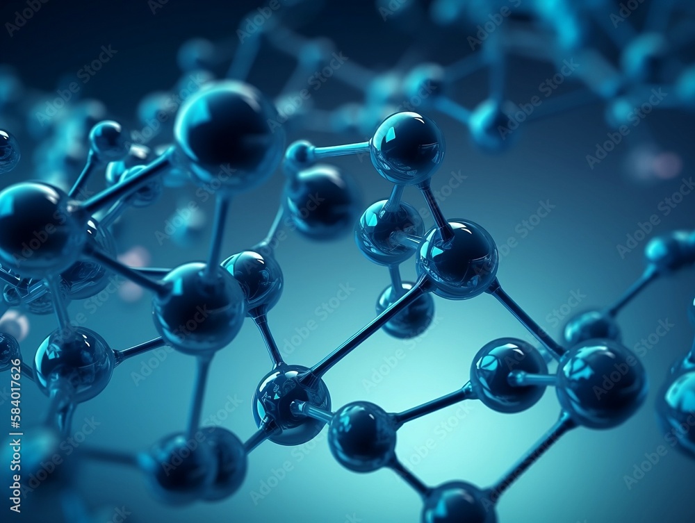 Exploring the Blue World of Molecular Structures: A Close-up Illustration Exploring the Blue World of Molecular Structures: A Close-up Illustration