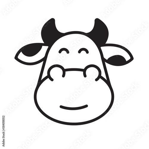 happy funny cow icon black symbol logo