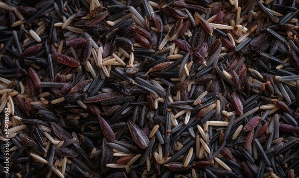 a close up of a pile of rice grains with a black background. generative ai a close up of a pile of rice grains with a black background. generative ai