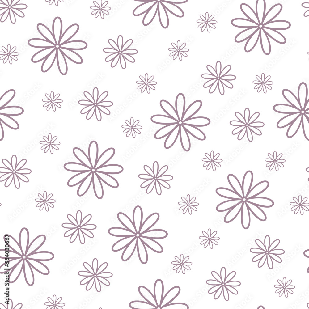 Simple pastel-colored outline flower seamless pattern flat style vector illustration, symbol of spring, cozy home, spring Easter holidays celebration decor, ornament for textile, fabrics Simple pastel-colored outline flower seamless pattern flat style vector illustration, symbol of spring, cozy home, spring Easter holidays celebration decor, ornament for textile, fabrics