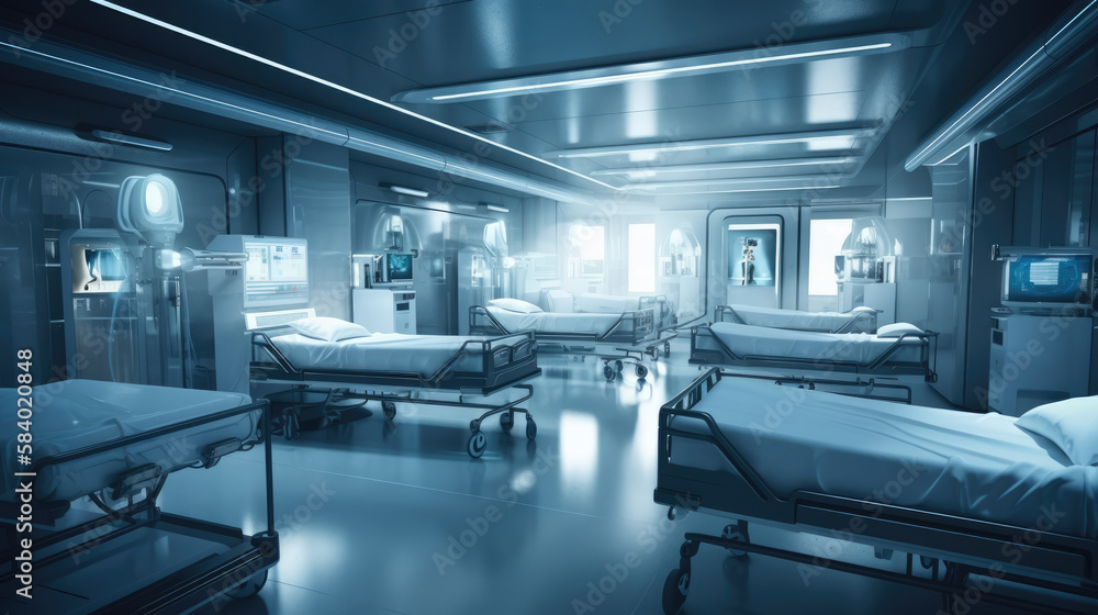 Futuristic hospital ward. Generative Ai Futuristic hospital ward. Generative Ai