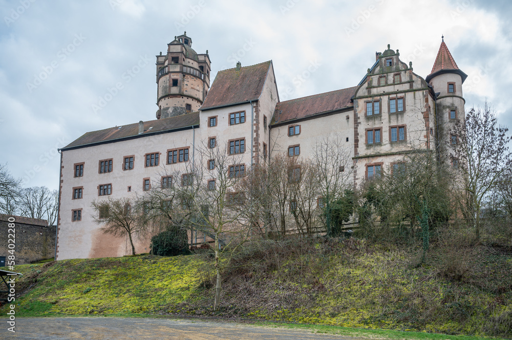 Beautiful Ronneburg Castle on a hill during cloudy day, Germany