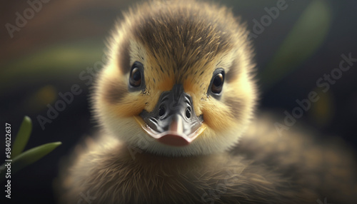 A cute duck of close up .Generative AI.