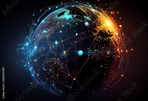 Global network connection and data connections concept . Generate Ai.