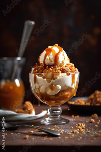 sorbet cream with chocolate and nuts icecream