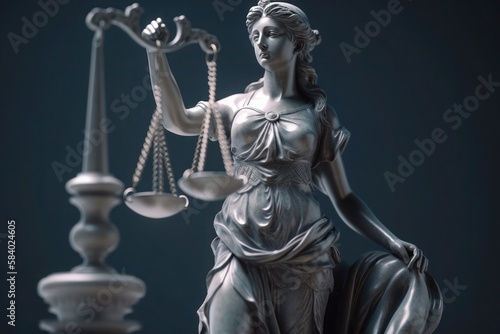 Statue of Themis Lady Justice close-up law court generative ai